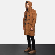 
Khaki Synthetic Wool Trench Coat - Achteraanzicht met getailleerde schouders & strakke zoom