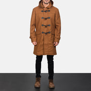 
Detailopname of Shirt with Removable Hood & Toggle Buttons with Placket & Zipper Hardware on Drake Khaki Wool Duffle Coat