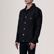 
Eddie Zwart Oversized Denim Trucker Leren Jas voor Heren For Men - Zijaanzicht met ergonomische mouwsnede