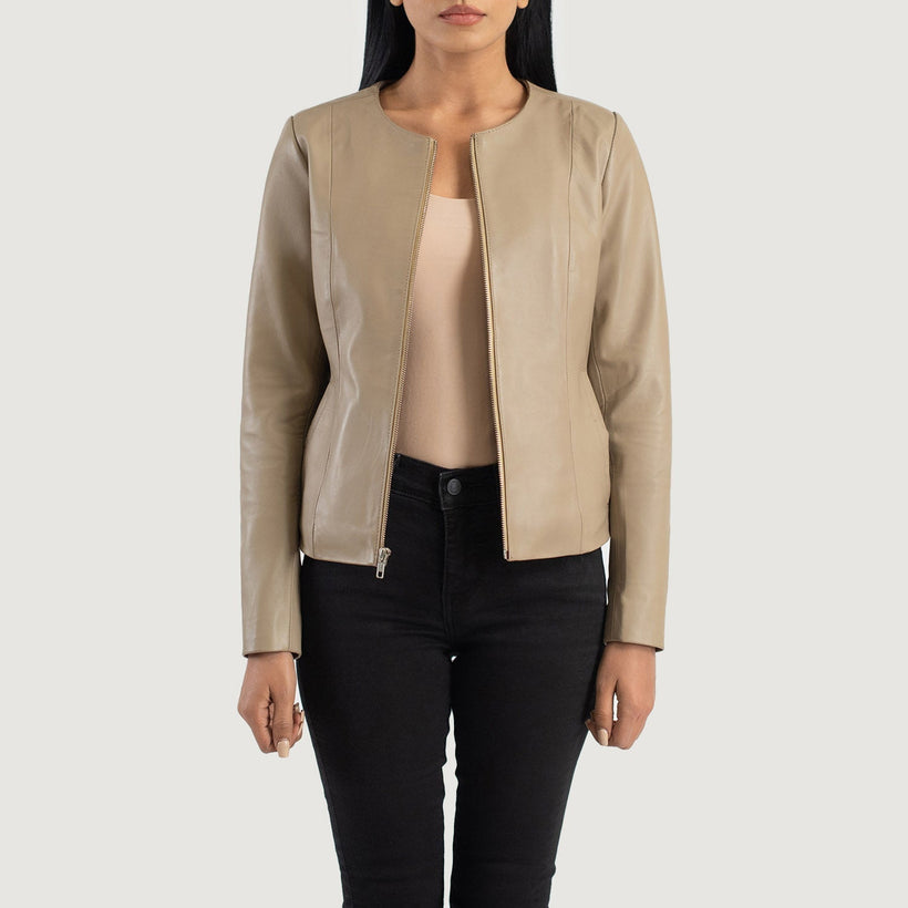 Elixir Collarless Leren Jas voor Dames