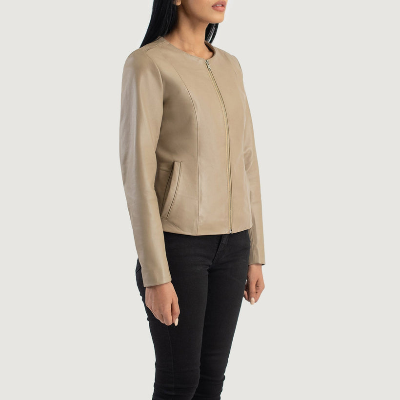 Elixir Collarless Leren Jas voor Dames