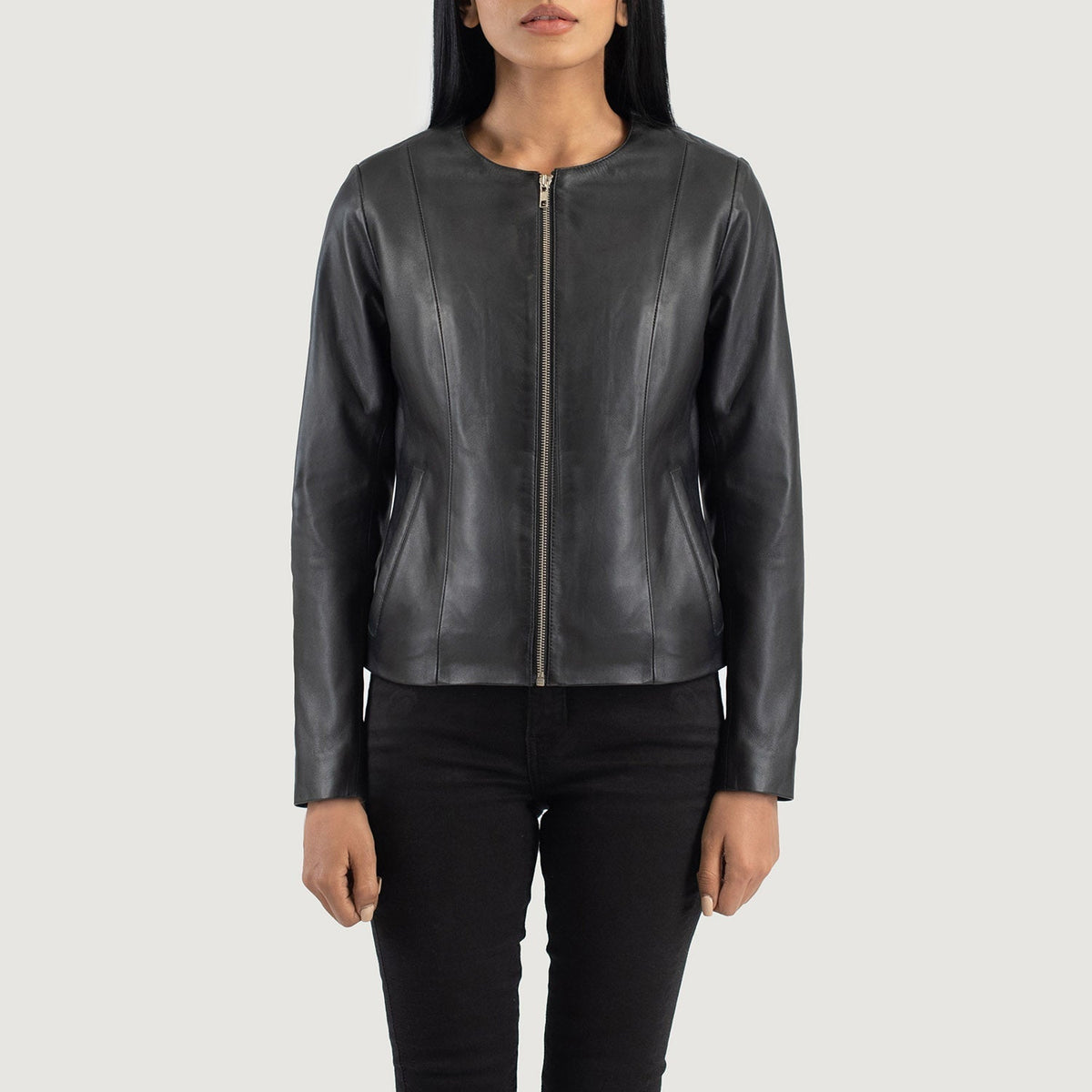 Elixir Collarless Leren Jas voor Dames – alternate product view 4