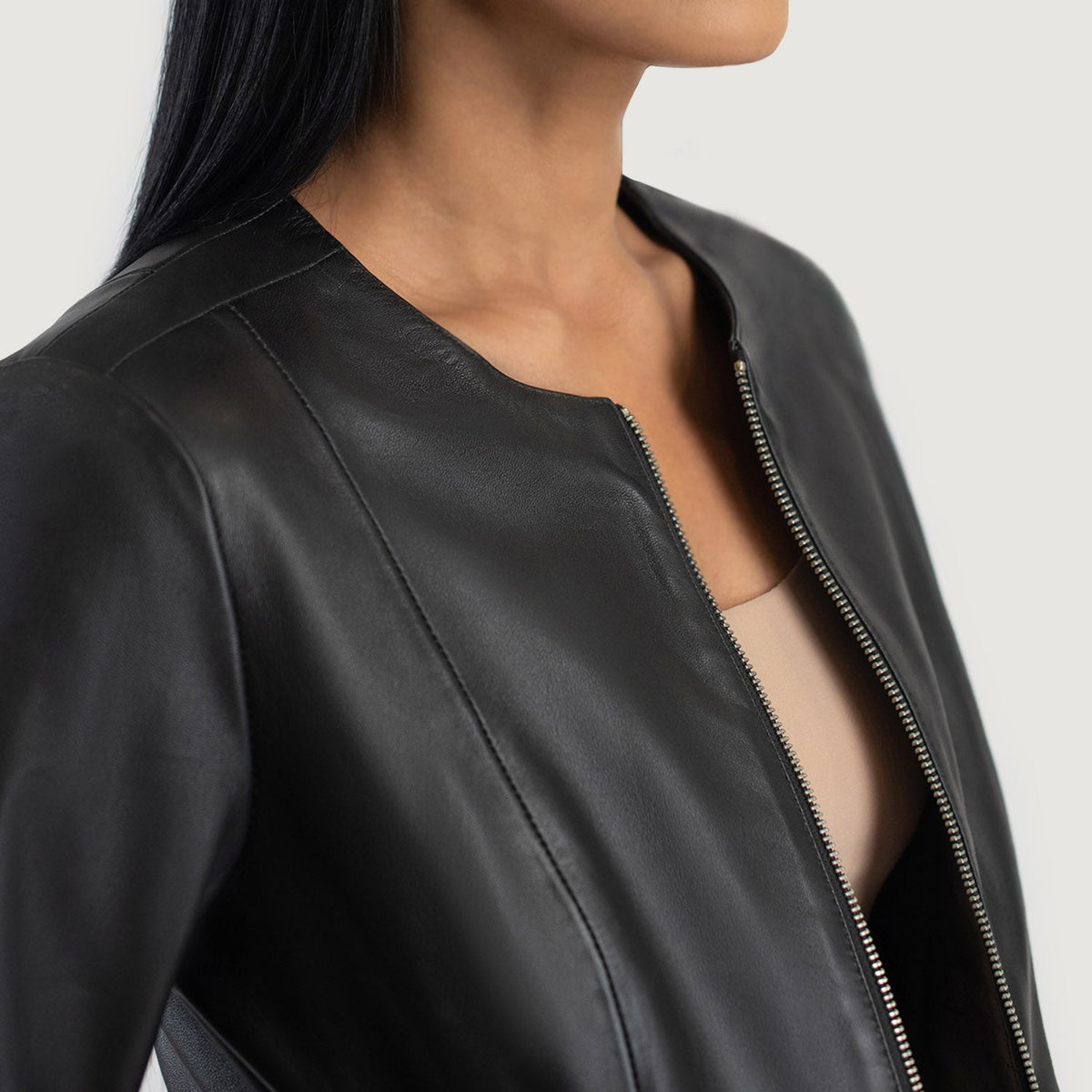 Elixir Collarless Leren Jas voor Dames – alternate product view 6