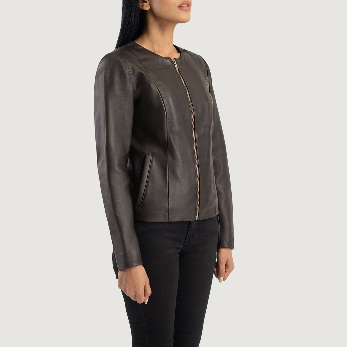 Elixir Collarless Leren Jas voor Dames – alternate product view 2