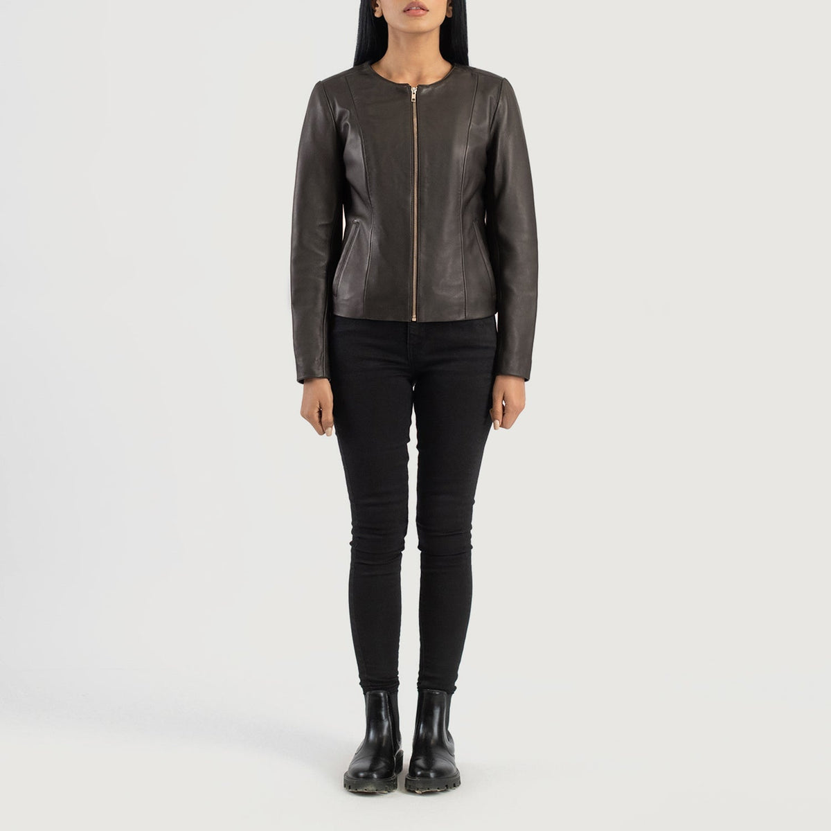Elixir Collarless Leren Jas voor Dames – alternate product view 3