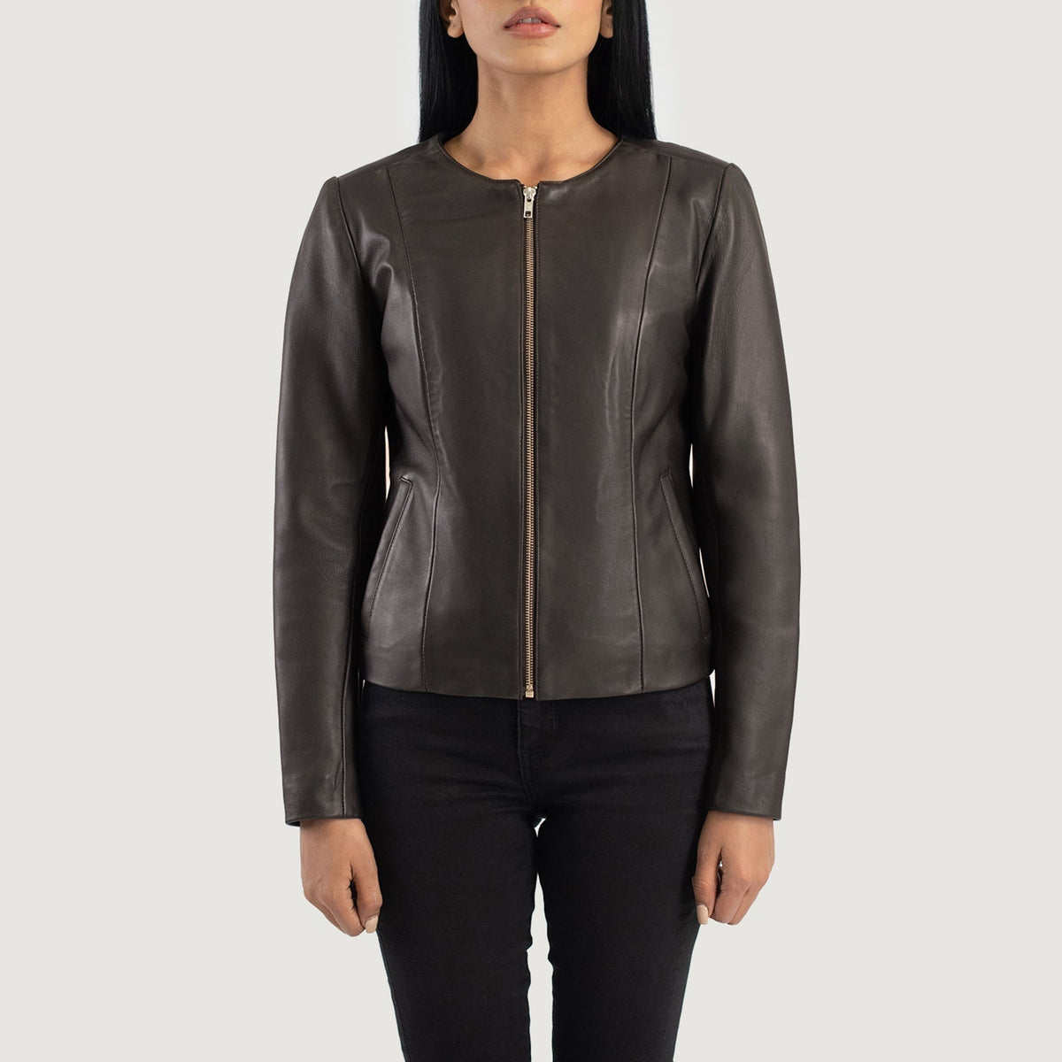 Elixir Collarless Leren Jas voor Dames – alternate product view 4