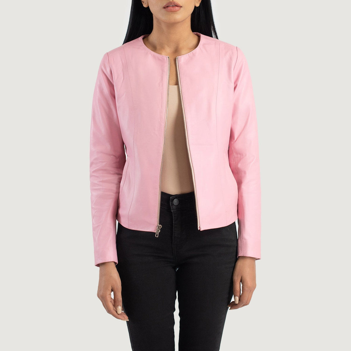 Elixir Collarless Leren Jas voor Dames – alternate product view 1