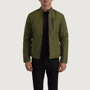 Elliot Groen Lightweight Leren Jas voor Heren in Green Full-Grain Leather - Front Profile View &amp; Tailored Silhouette | Buy Online