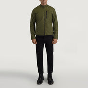 Elliot Groen Lightweight Leren Jas voor Heren - Lateral Side Profile View Showing Sleeve Cut &amp; Athletic Taper Fit