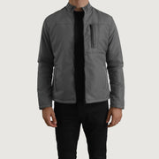 Elliot Grey Lightweight Leren Jas voor Heren in Grey Full-Grain Leather - Front Profile View &amp; Tailored Silhouette | Buy Online