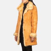 
Erica Shearling Leren Jas voor Dames - Achteraanzicht met getailleerde schouders & strakke zoom