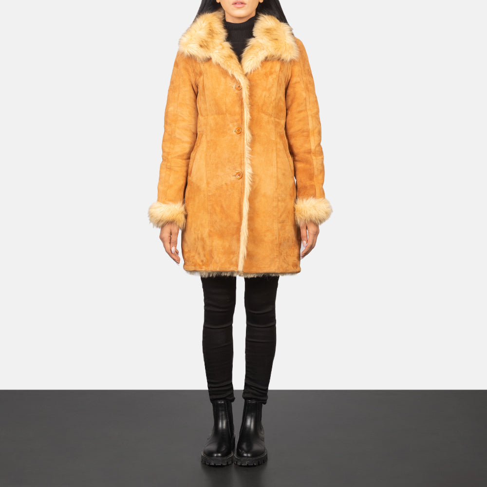 
Erica Shearling Leren Jas voor Dames - Zijaanzicht met ergonomische mouwsnede