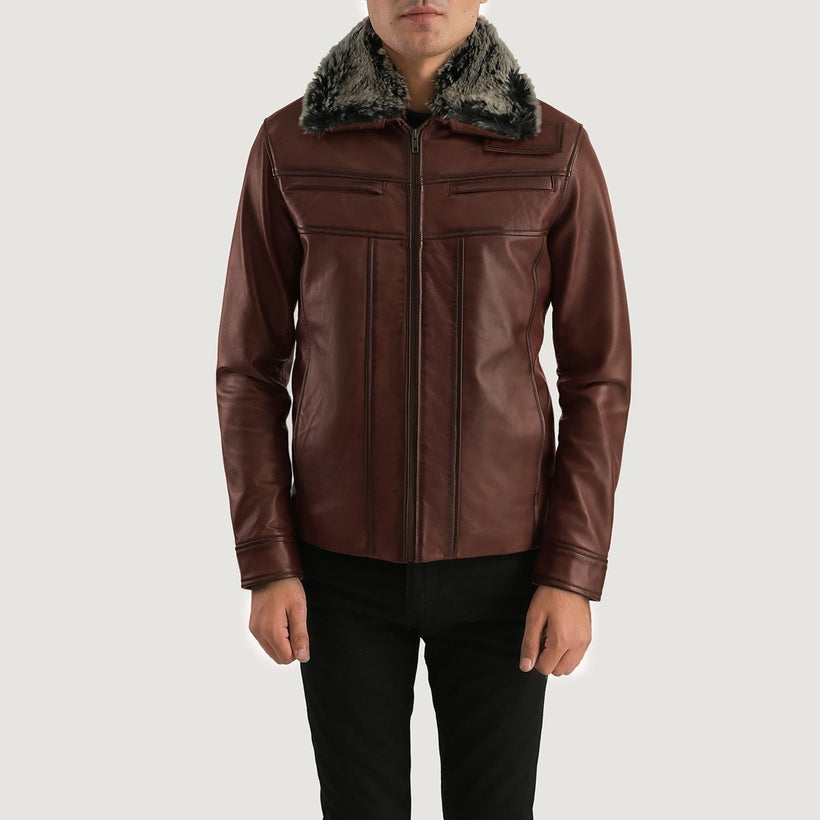 Evan Hart Fur Bruin Leren Jas voor Heren