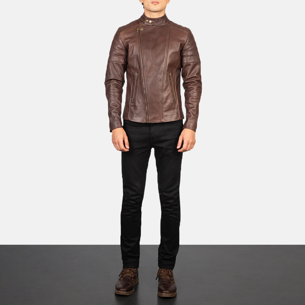 
Faisor Mocha Leren Bikerjack voor Heren – alternate product view 3