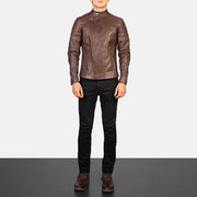 
Faisor Mocha Leren Bikerjack voor Heren – alternate product view 3