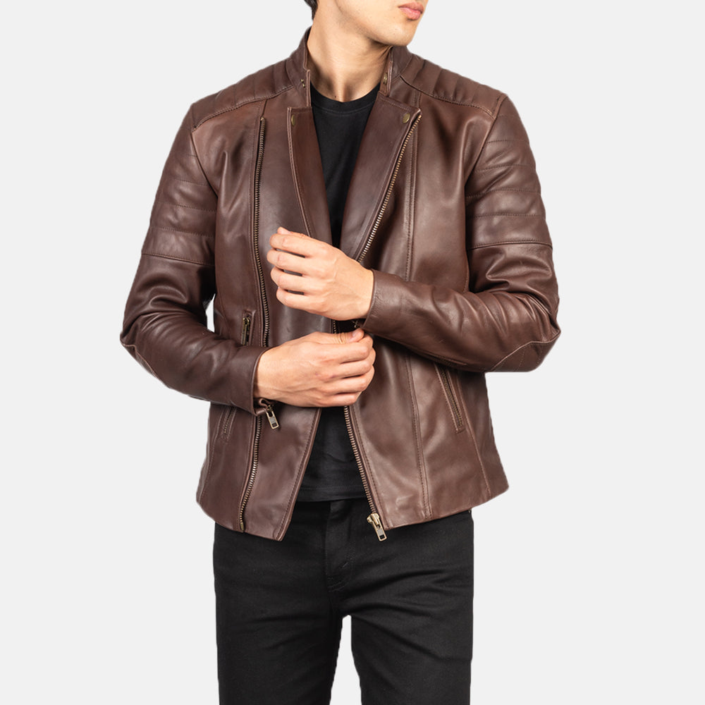 
Faisor Mocha Leren Bikerjack voor Heren – alternate product view 6