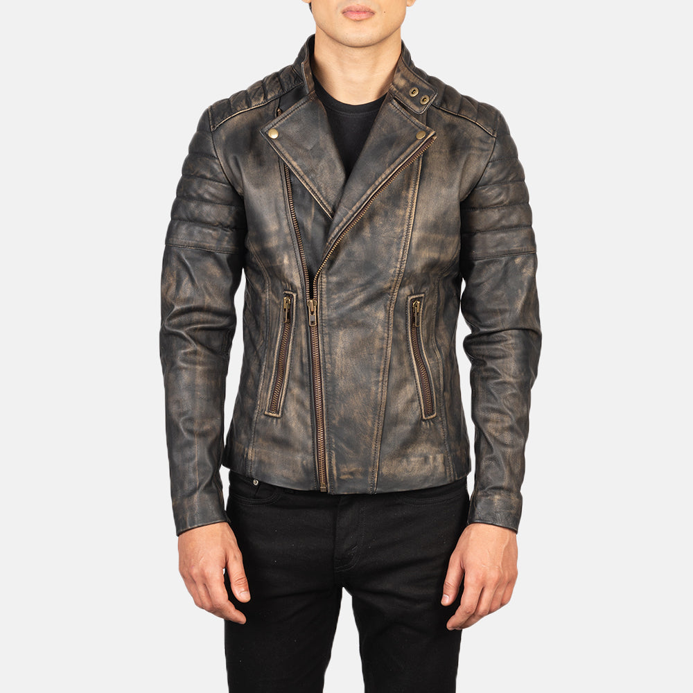 
Faisor Mocha Leren Bikerjack voor Heren – alternate product view 1