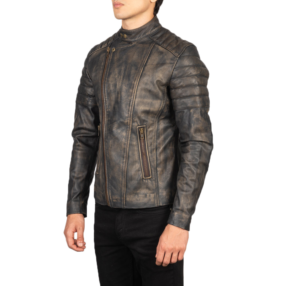 
Faisor Mocha Leren Bikerjack voor Heren – alternate product view 2