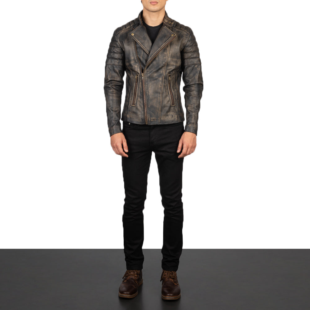 
Faisor Mocha Leren Bikerjack voor Heren – alternate product view 3