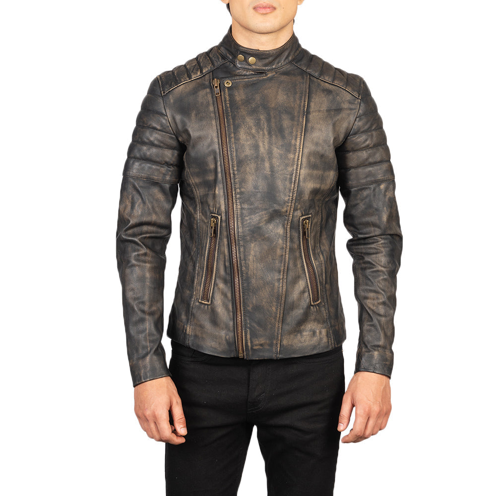 
Faisor Mocha Leren Bikerjack voor Heren – alternate product view 4