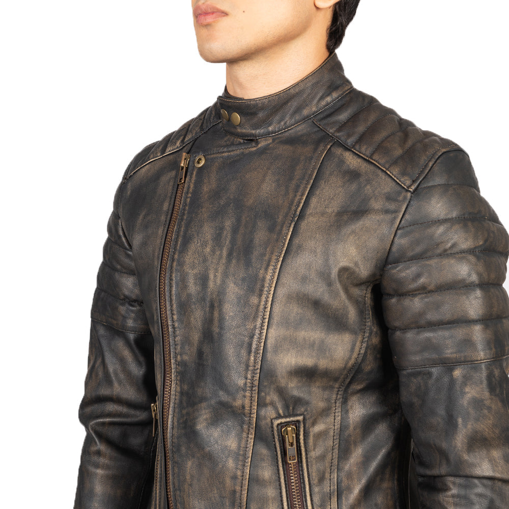 
Faisor Mocha Leren Bikerjack voor Heren – alternate product view 6
