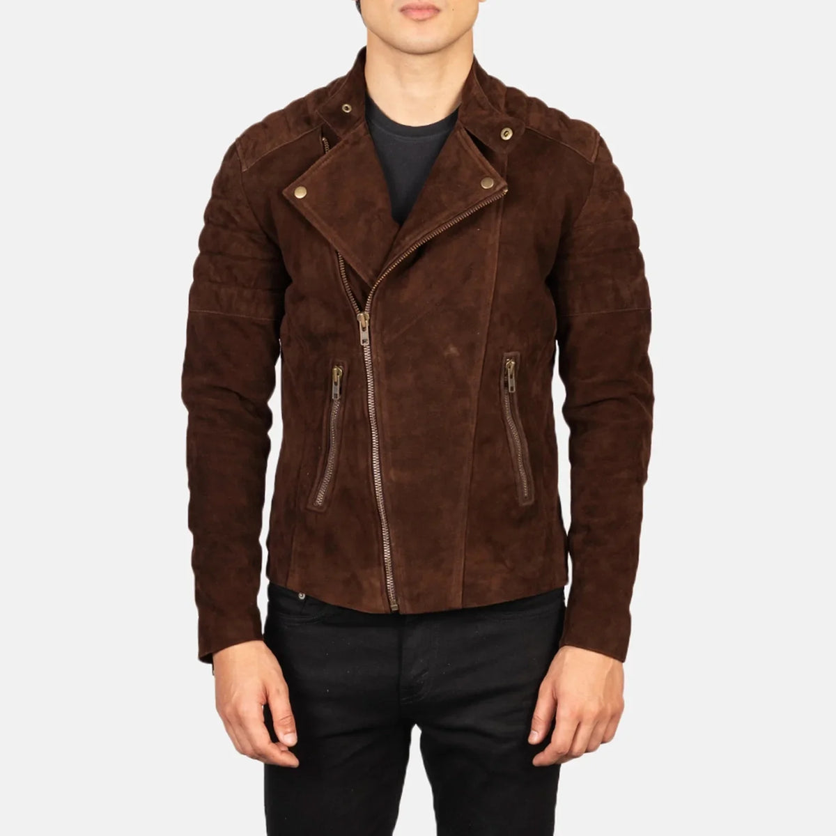 
Faisor Mocha Leren Bikerjack voor Heren – alternate product view 1