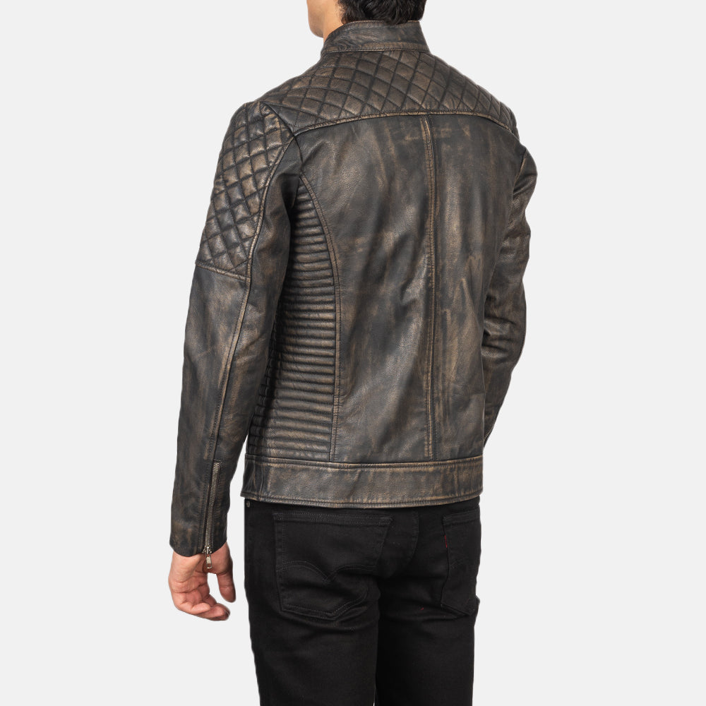 Fernando Gewatteerd Leren Bikerjack voor Heren – alternate product view 5