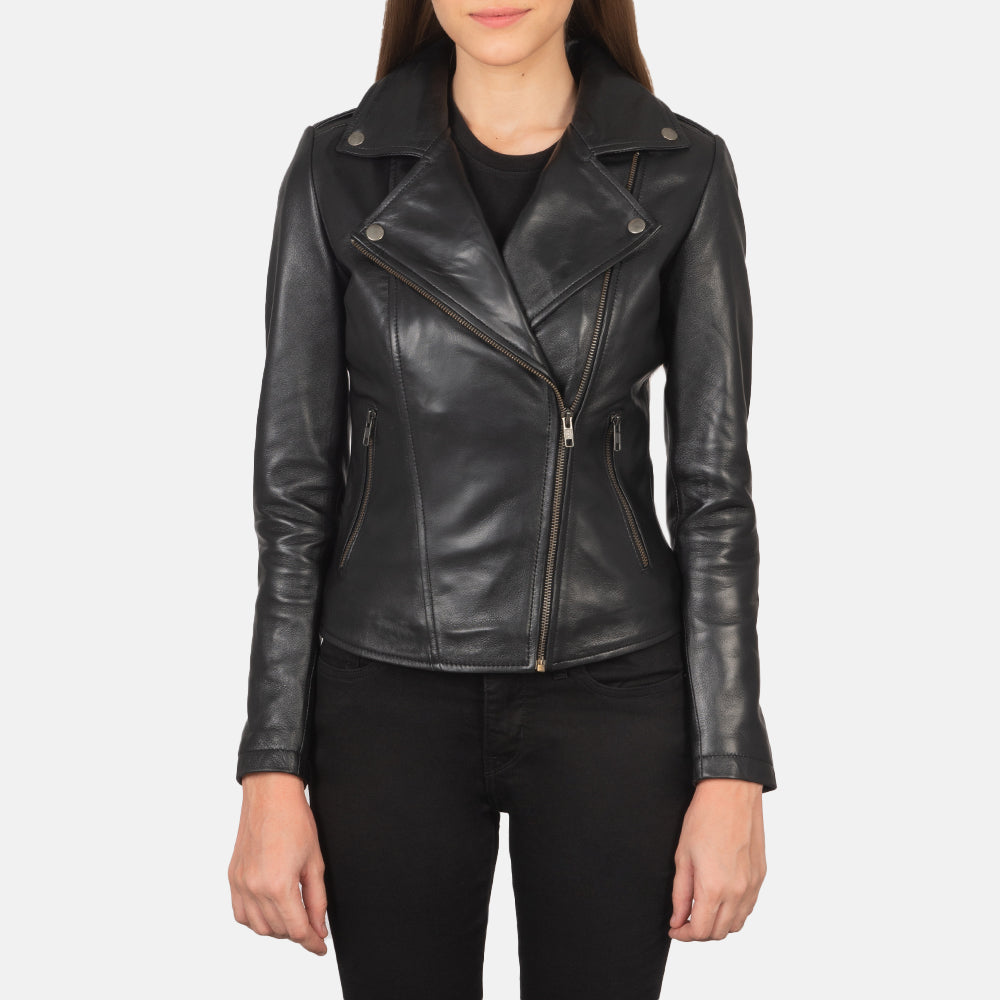 Flashback Leren Bikerjack voor Dames – alternate product view 1