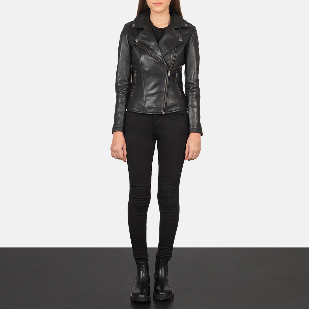 Flashback Leren Bikerjack voor Dames – alternate product view 3