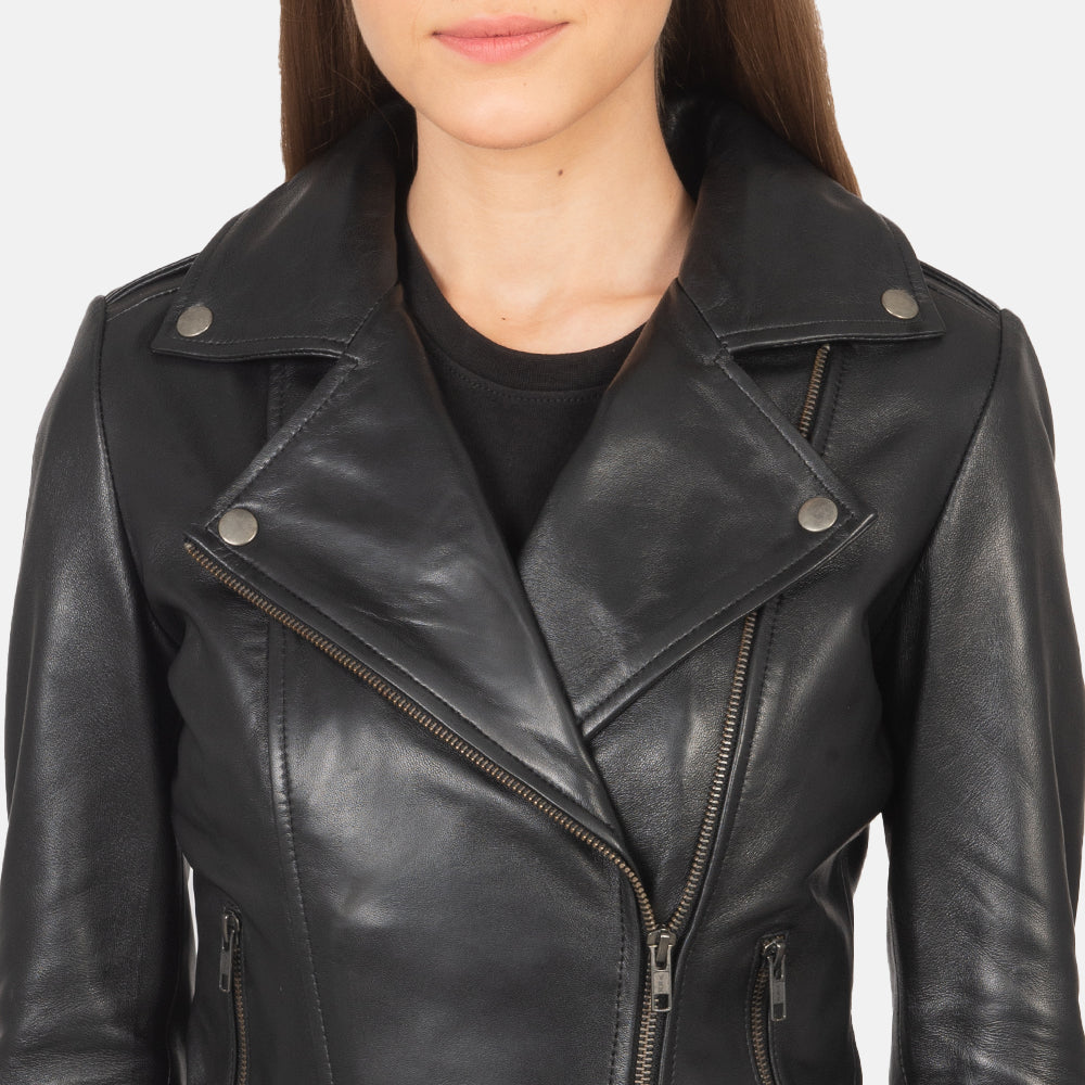 Flashback Leren Bikerjack voor Dames – alternate product view 4