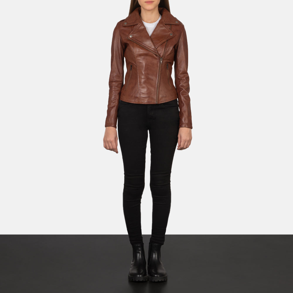 Flashback Leren Bikerjack voor Dames – alternate product view 4