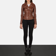 Flashback Leren Bikerjack voor Dames – alternate product view 4