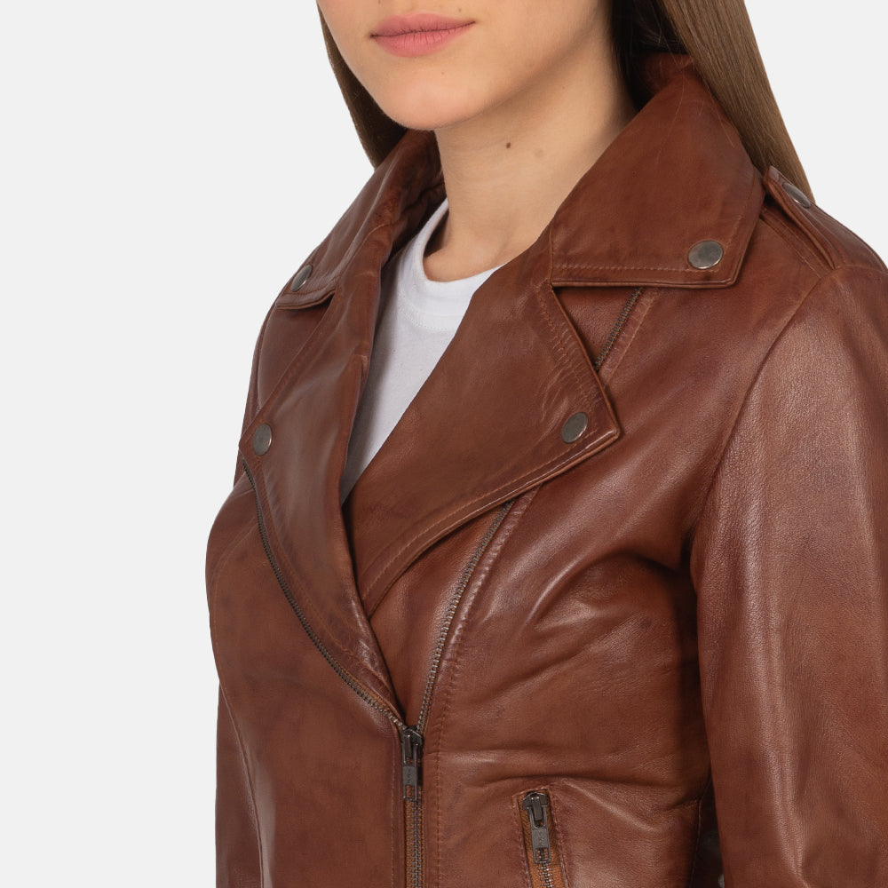 Flashback Leren Bikerjack voor Dames – alternate product view 6