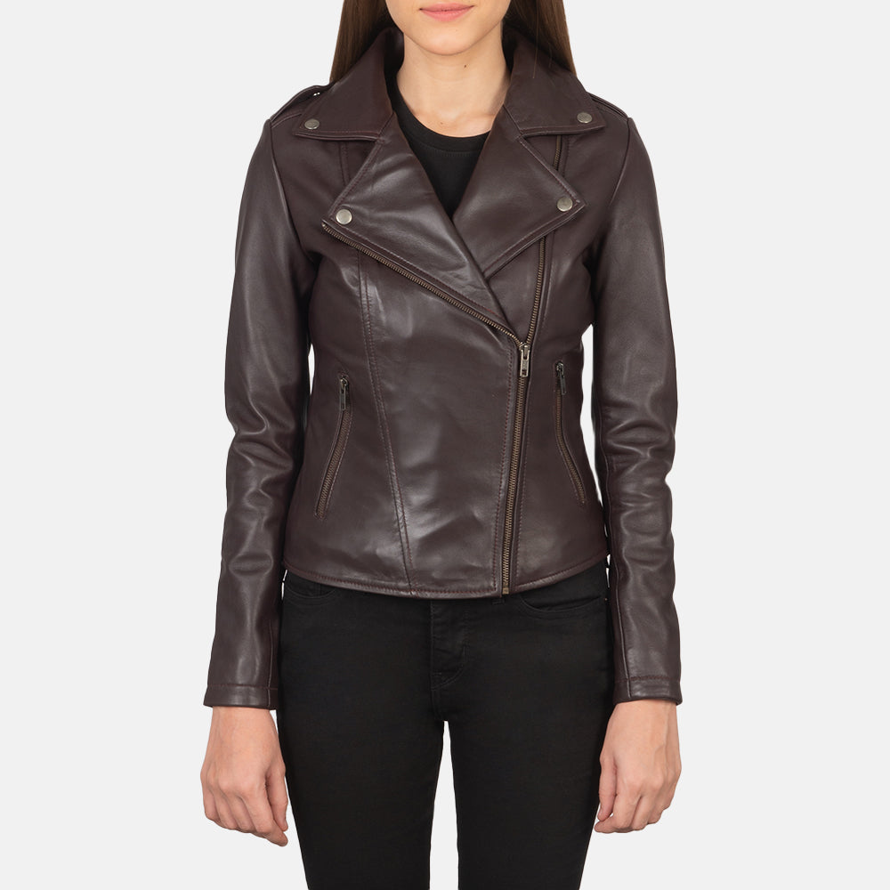 Flashback Leren Bikerjack voor Dames – alternate product view 1