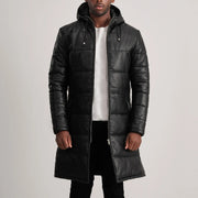 
Floyd Tan Hooded Leather Puffer Coat in Tan Brown Sheepskin Leather - Vooraanzicht & getailleerd silhouet | Online kopen