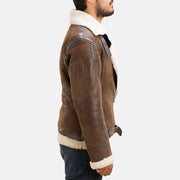 Men's Forest Double Face Lammycoat voor Heren - Lateral Side Profile View Showing Sleeve Cut &amp; Athletic Taper Fit