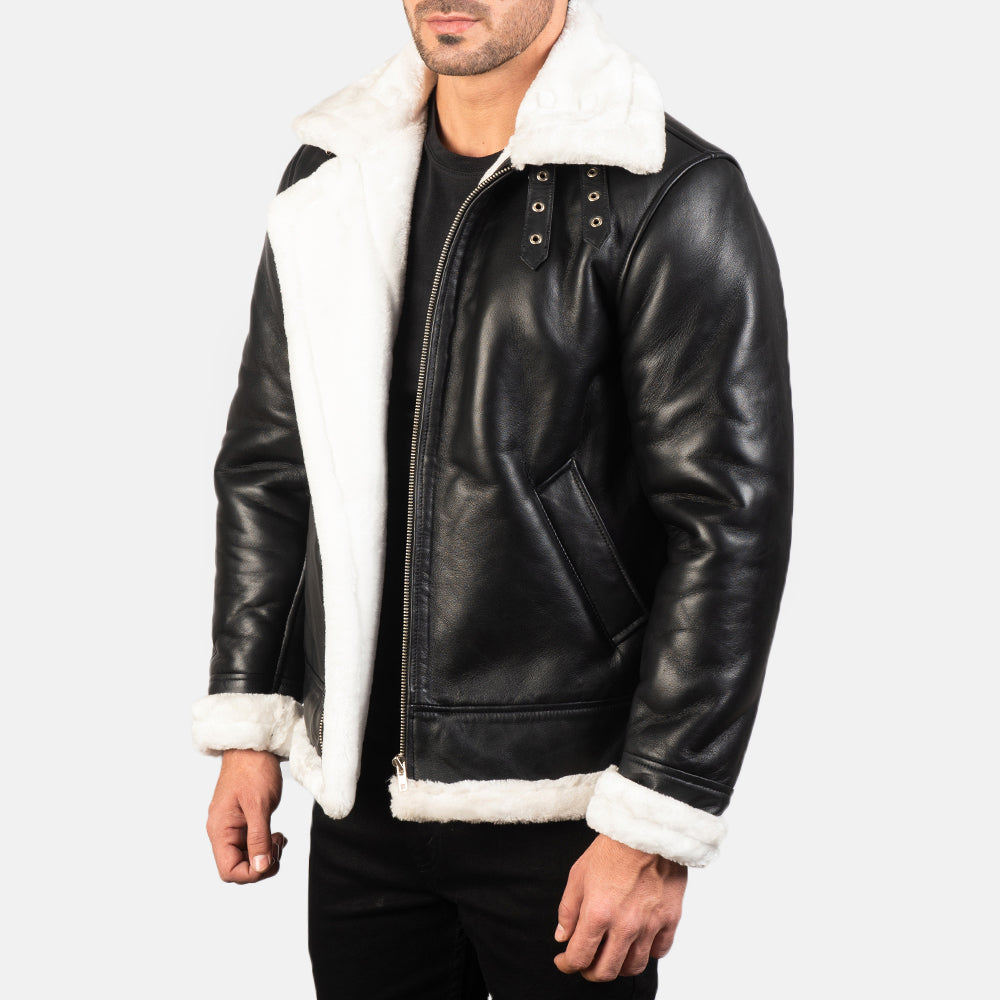 Francis B-3 Zwart Leren Bomberjack voor Heren – alternate product view 2