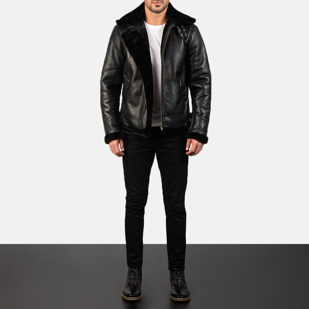 Francis B-3 Zwart Leren Bomberjack voor Heren – alternate product view 3