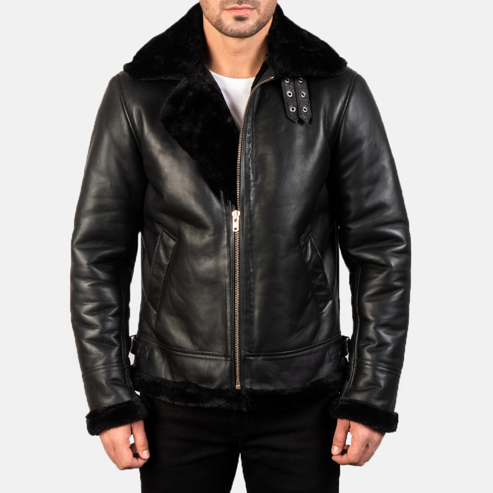 Francis B-3 Zwart Leren Bomberjack voor Heren – alternate product view 4
