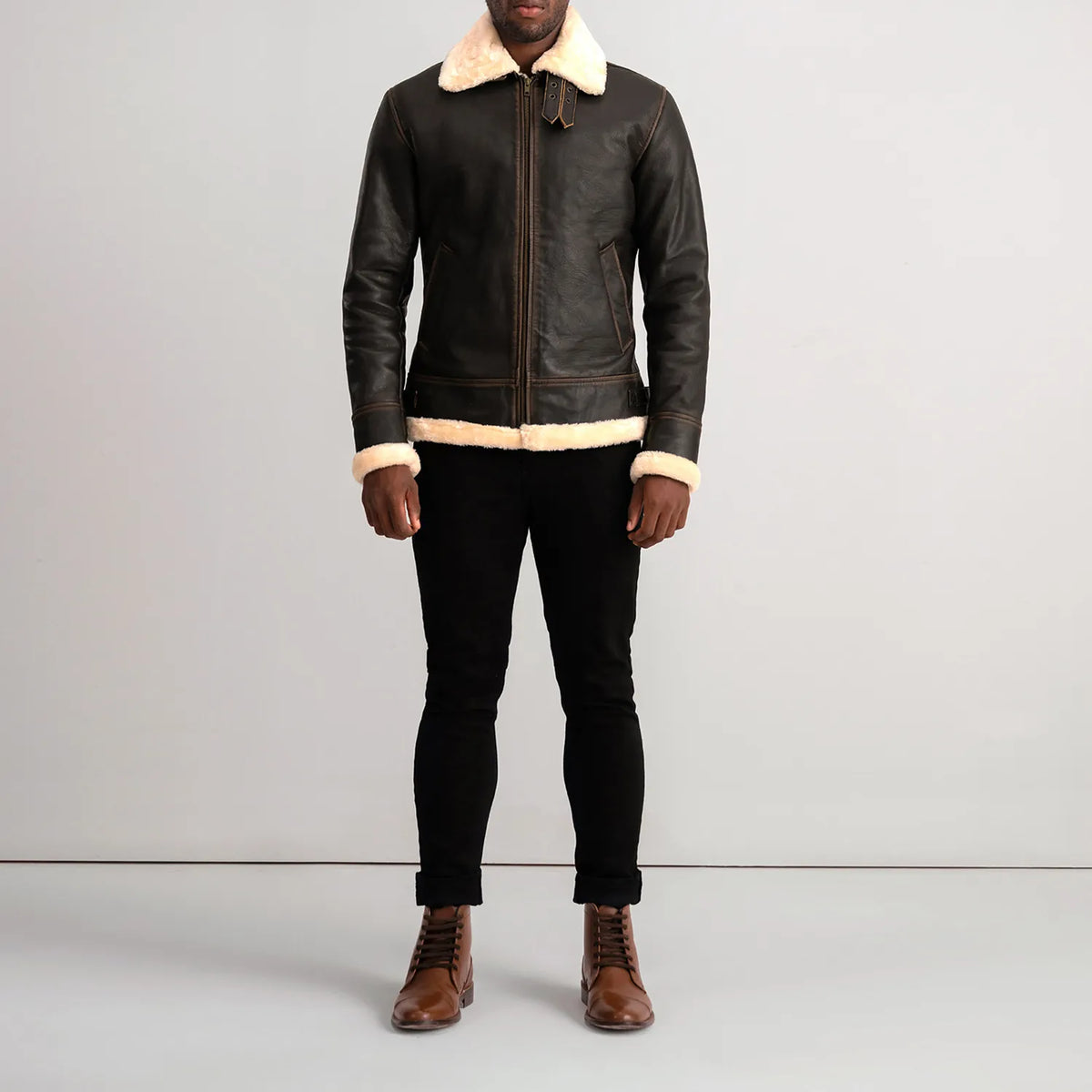 Francis B-3 Zwart Leren Bomberjack voor Heren – alternate product view 3