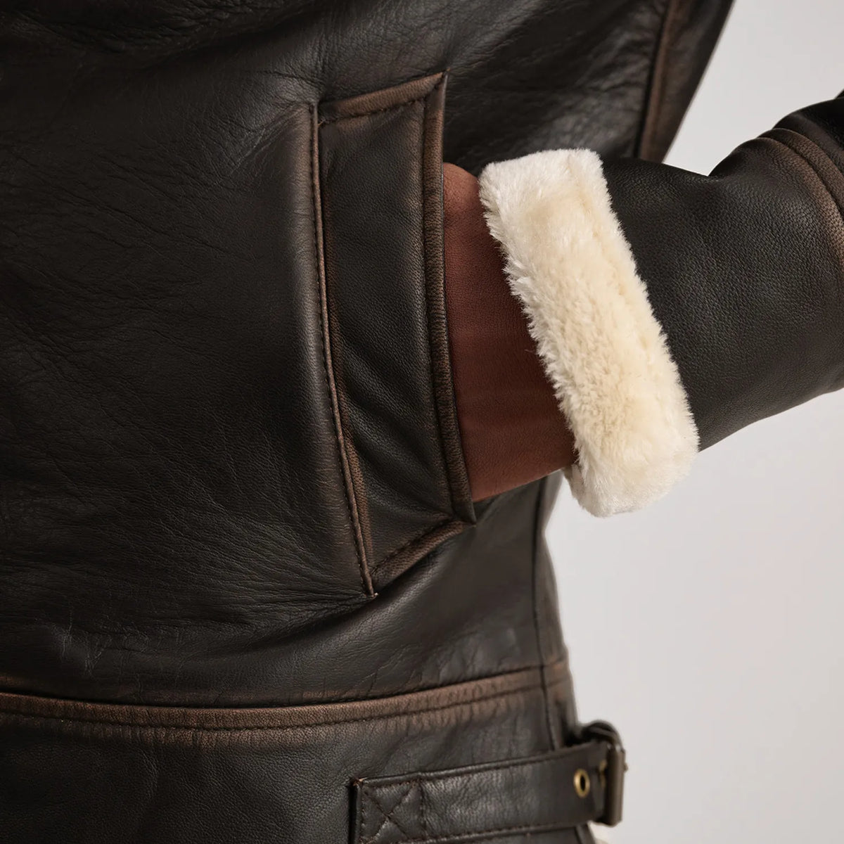 Francis B-3 Zwart Leren Bomberjack voor Heren – alternate product view 6