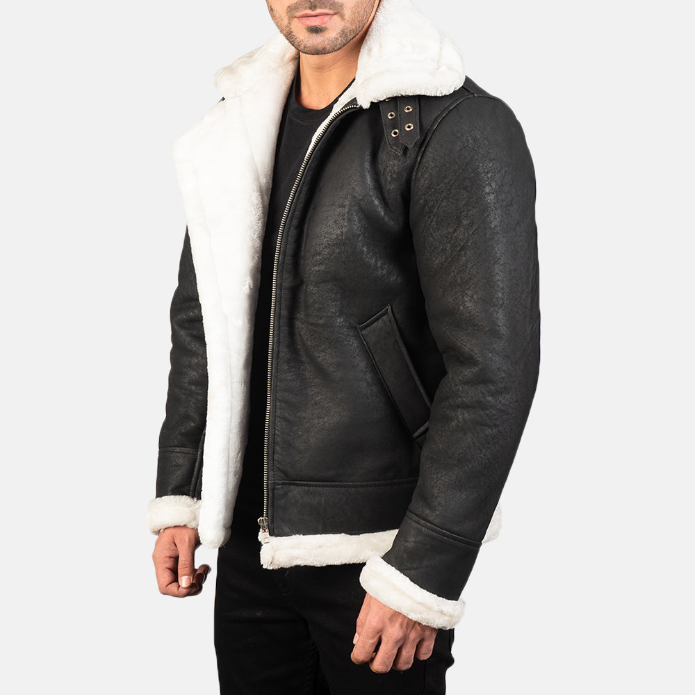 Francis B-3 Zwart Leren Bomberjack voor Heren – alternate product view 2