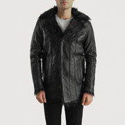 
Furcliff Zwart Leren Jas voor Heren in Black Sheepskin Leather - Vooraanzicht & getailleerd silhouet | Online kopen