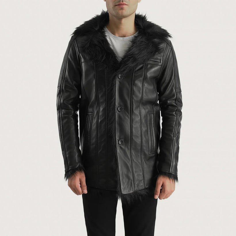 Furcliff Zwart Leren Jas voor Heren