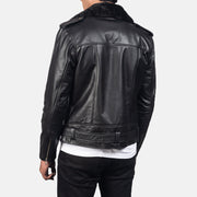 
Detailopname of Notch with Removable Fur & Zipper with Waist belt Hardware on Furton Black Leather Biker Jacket