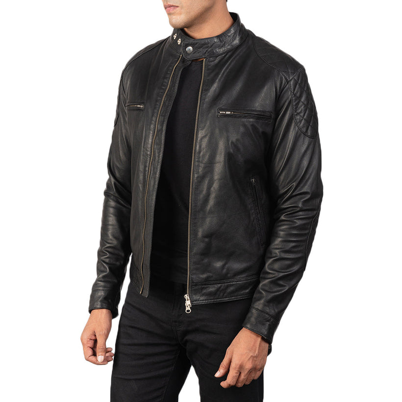 Gatsby Zwart Leren Bikerjack voor Heren