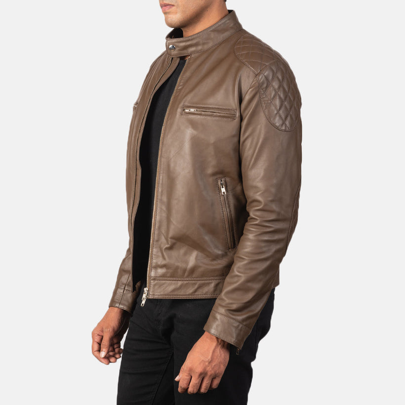 Gatsby Mocha Leren Bikerjack voor Heren