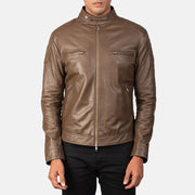 
Detailopname of Band with snap buttons & Zipper Hardware on Gatsby Mocha Leren Bikerjack voor Heren