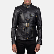 Germain Zwart Leren Jas voor Heren in Black Cowhide Leather - Front Profile View &amp; Tailored Silhouette | Buy Online