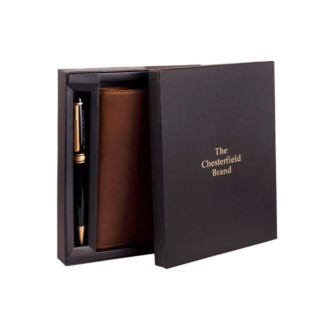 
Detailopname of Classic Collar & Heavy-Duty Zipper Hardware on Giftset Leather Writing Case and Pen (Passport holder)